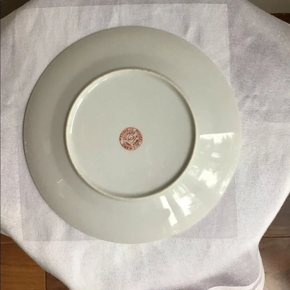 Vintage Japanese Porcelain Plate Painted Flowers & Butterflies‎ Decor